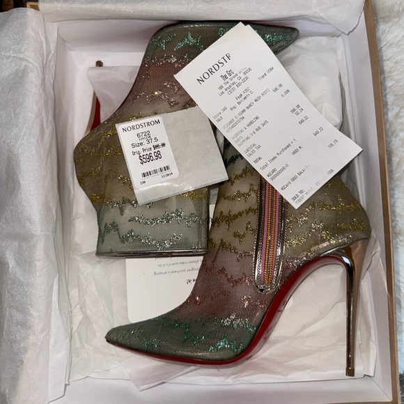 Christian Louboutin Gold and Pink Heeled Boots - Picture 5 of 8